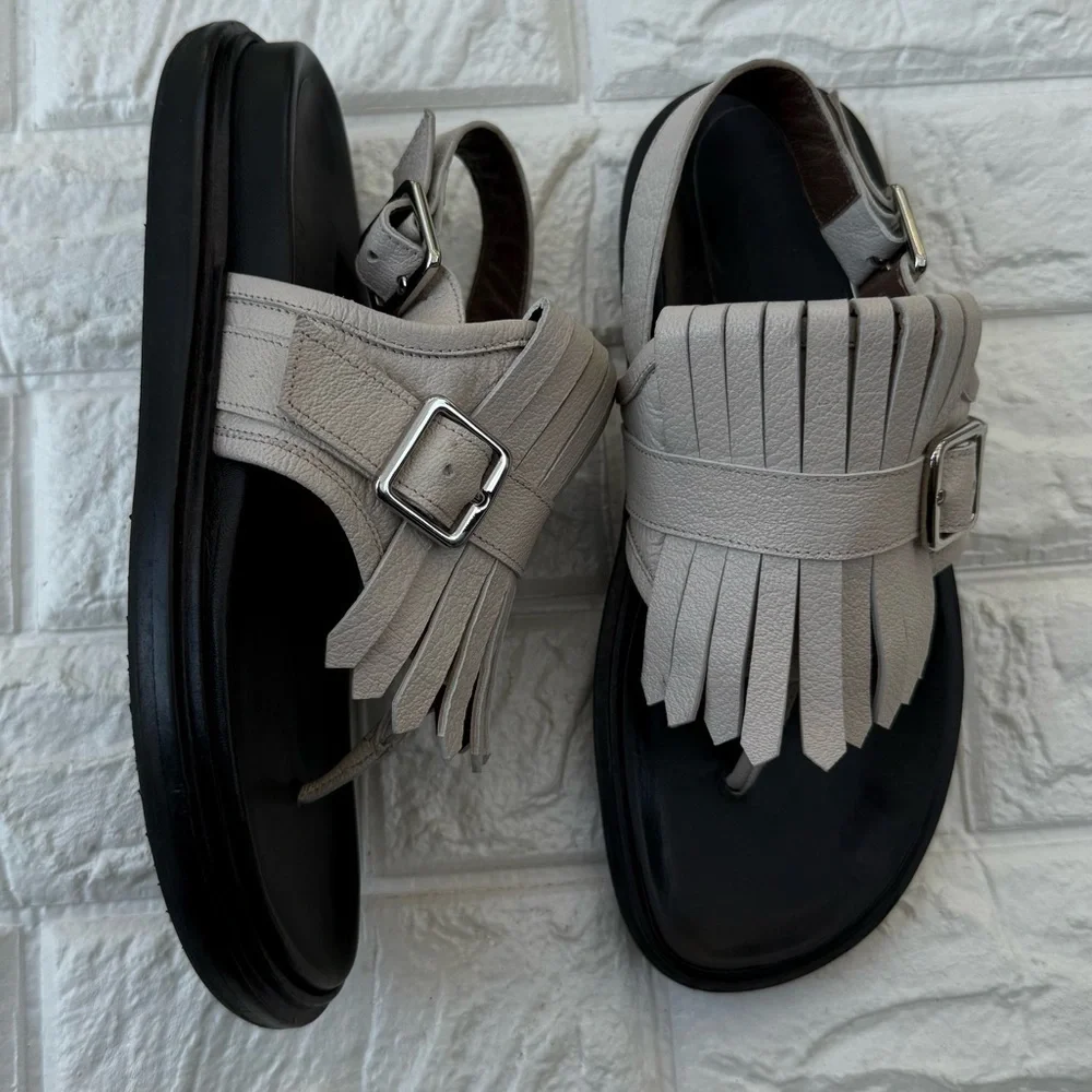 Marni Leather Fringe Sling  Back slides / sandals 36